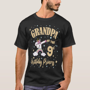 Camiseta Avô Da 9.ª Princesa De Aniversário Unicórn 9 Yea