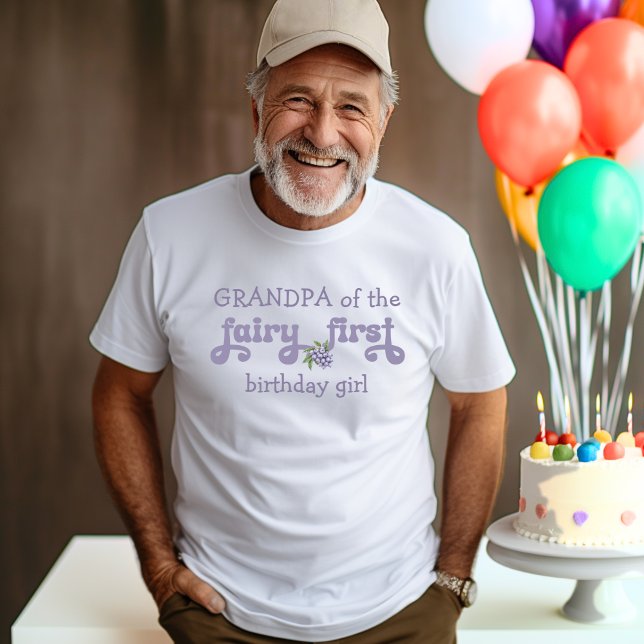 Camiseta Avô da Fada Roxa Primeiro Aniversário da Baga (Criador carregado)