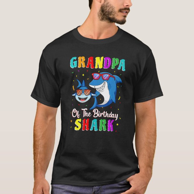Camiseta Avô Da Família Aniversário Do Tubarão (Frente)