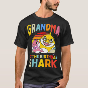 Camiseta Avó Da Família Aniversário Tubarão Nana Corres