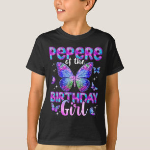 Camiseta Avô da família de borboletas da aniversariante