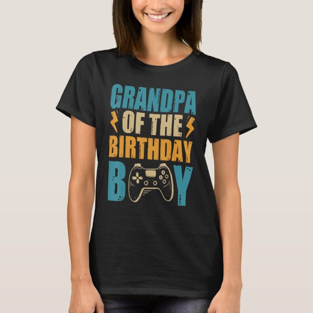 Camiseta Avô da Família de Gamepad do Aniversário (Frente)