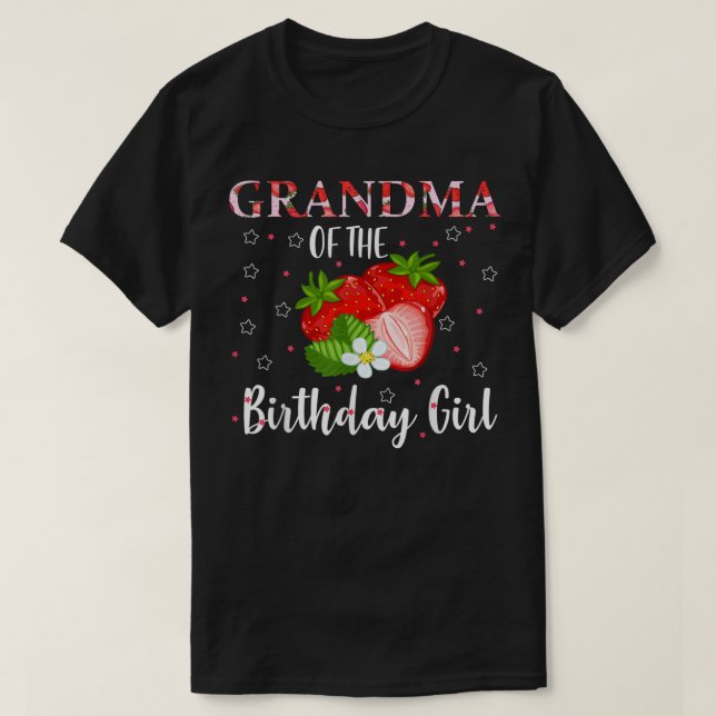 Camiseta Avó Da Garota De Aniversário, Berry (Frente do Design)