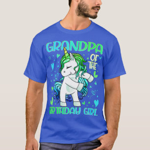 Camiseta Avô da Garota de Aniversário Flagindo Unicorn Gran