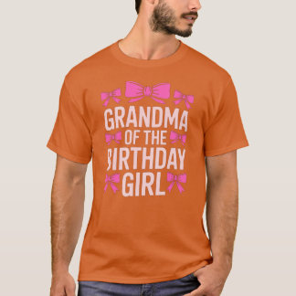 Camiseta Avó da Menina de Aniversário Laço Rosa Fofa Combin