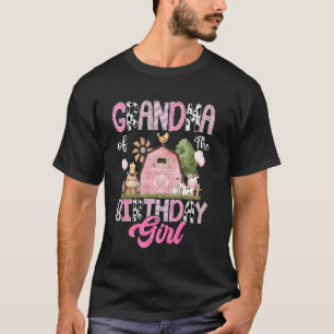 Camiseta Avó Da Menina Do Aniversário Vaca Rosa 1º Aniversá