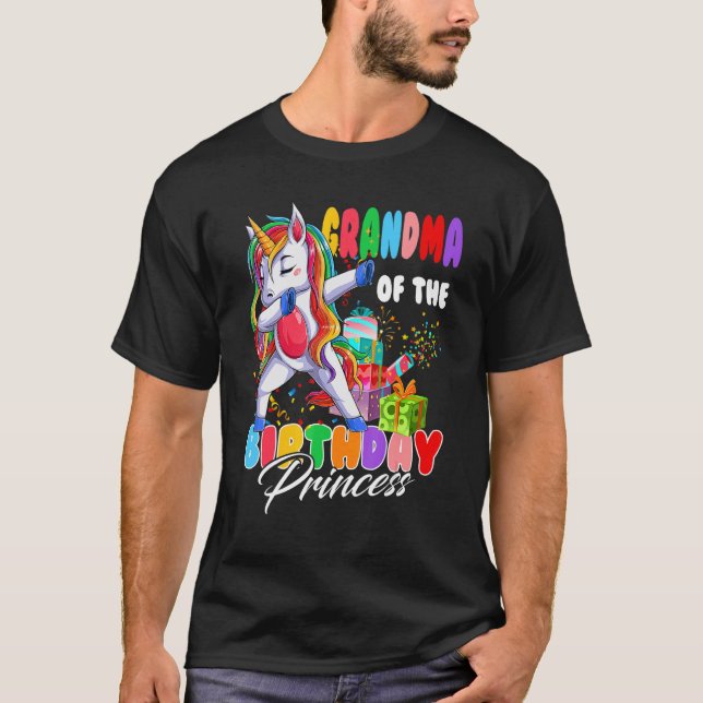 Camiseta Avó Da Princesa Aniversário Dabbing Unicorn G (Frente)