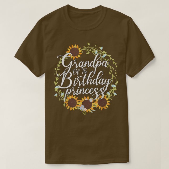 Camiseta Avô da Princesa de Aniversário Tema de Girassol (Frente do Design)