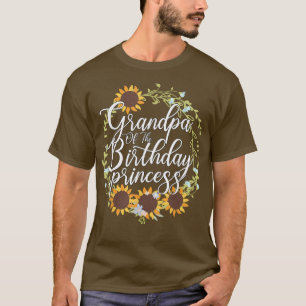 Camiseta Avô da Princesa de Aniversário Tema de Girassol