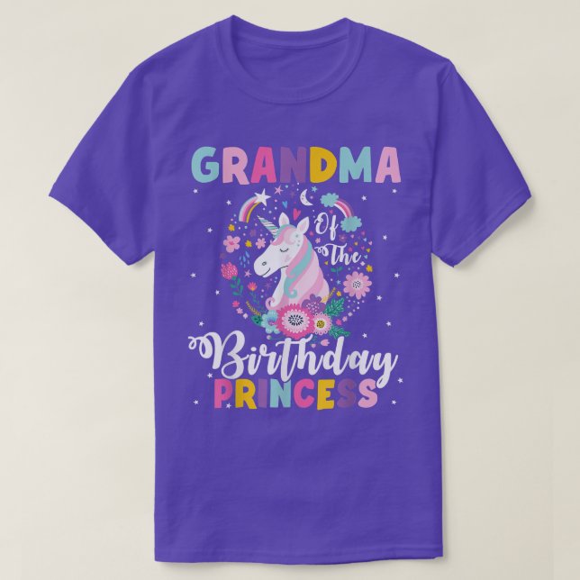 Camiseta Avó da Princesa de Aniversário, Unicórn, Aniversár (Frente do Design)