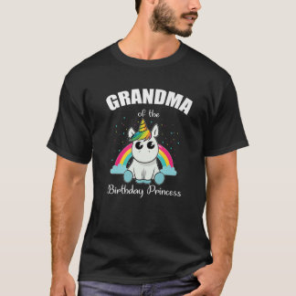 Camiseta Avó Da Princesa De Aniversário, Unicórnio Cute