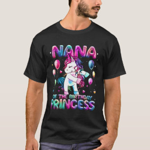 Camiseta Avó Da Princesa Flores Unicorn Nana