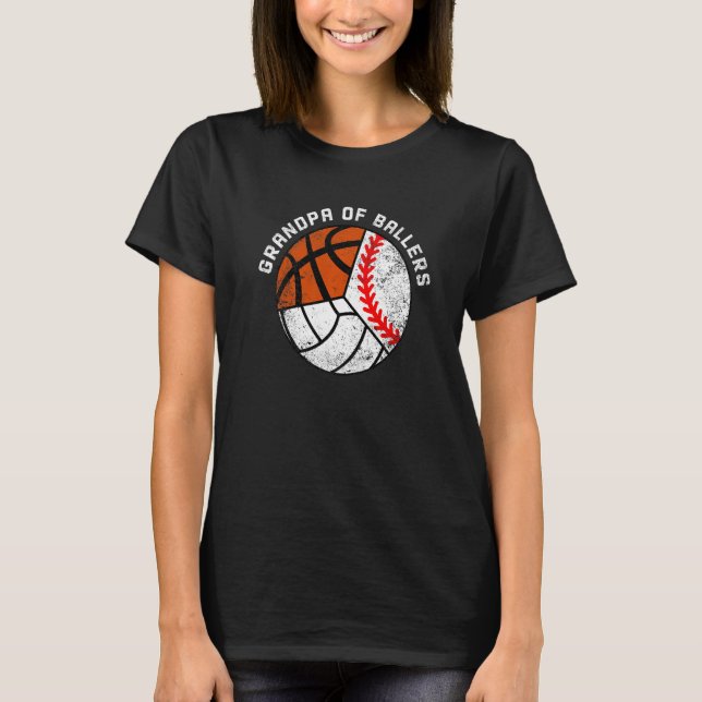 Camiseta Avô De Balas De Baseball Baske De Voleibol (Frente)