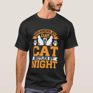 Camiseta Avô de Dia Mordomo de Gato à Noite Gato Avô