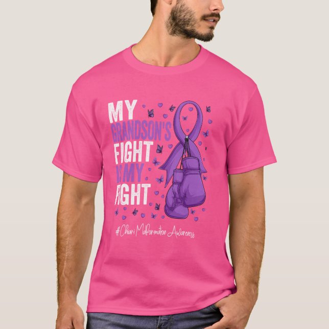 Camiseta Avô de fita roxa Chiari Malformation Awarene (Frente)