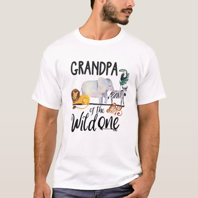 Camiseta Avô De Homens Do Jardim Zoológico Selvagem De Aniv (Frente)