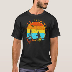 Camiseta Avô de pesca com mosca masculina  Pai pescador  4