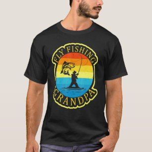 Camiseta Avô de Pesca com Mosca Masculino   Pai Pescador