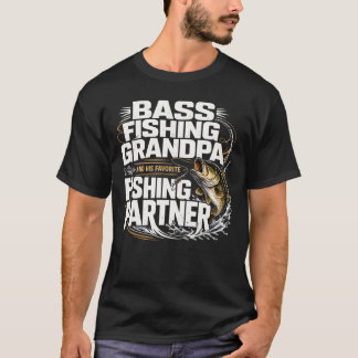 Camiseta Avô de Pesca de Bass Parceiro de Pesca Favorito