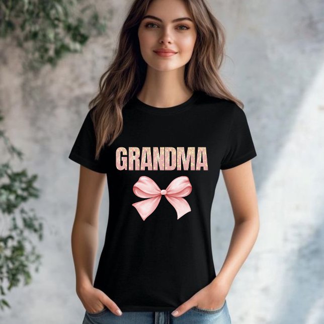 Camiseta Avó de Primeira Vez Laço de Fita Rosa Nana (Criador carregado)