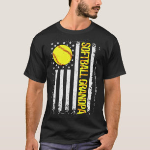 Camiseta Avô de Softbol Bandeira Americana Vintage Ic Dia d