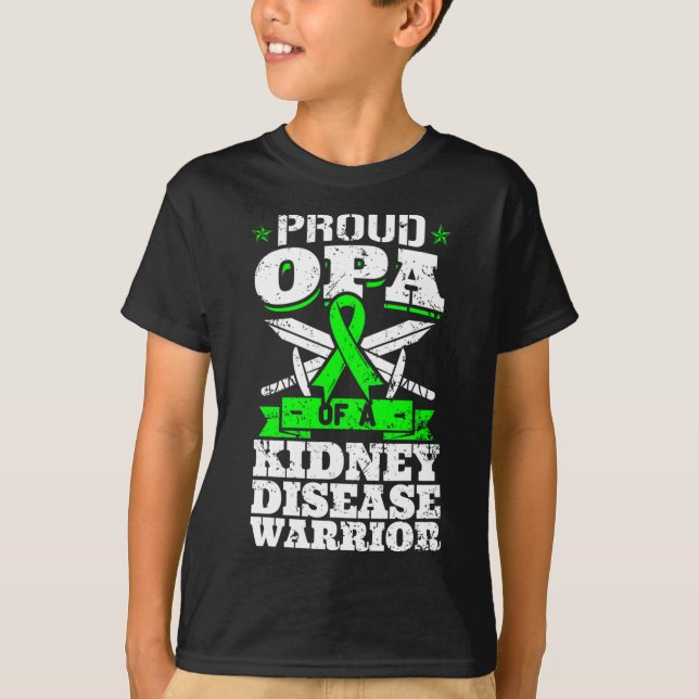 Camiseta Avô De Um Guerreiro De Doença Renal Sensibilização (Frente)