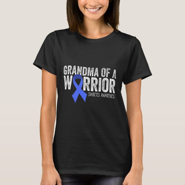 Camiseta Avó de um guerreiro T1D - Suportes de fita azul di (Frente)