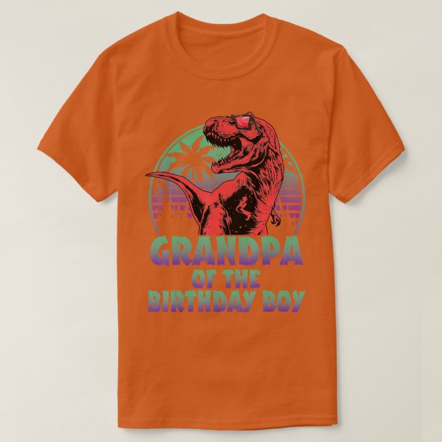 Camiseta Avô Dinossauro do Aniversário da Família (Frente do Design)