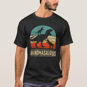 Camiseta Avó Dinossauro T Rex Grandmasauro 2 crianças Famíl