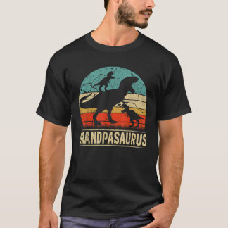 Camiseta Avô Dinossauro T Rex Grandpasauro 2 crianças Famíl