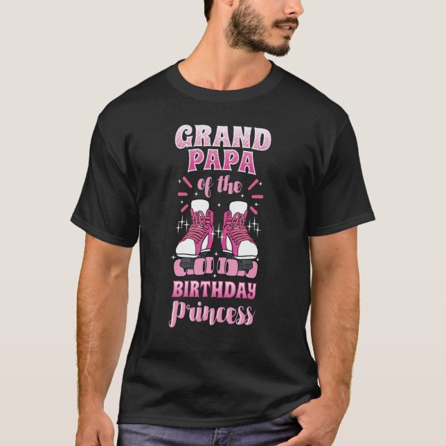Camiseta Avô do aniversário da Princesa Roller Skates S (Frente)