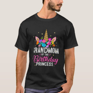 Camiseta Avó Do Aniversário Princesa Engraçada Unicorn B