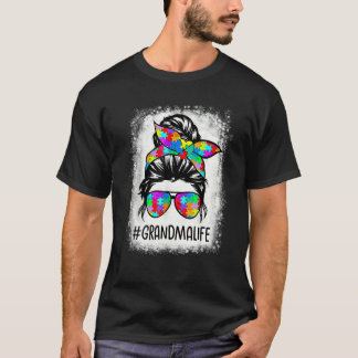 Camiseta Avó do Autismo Vida Coque Desarrumado Quebra-Cabeç