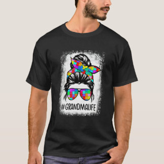 Camiseta Avó do Autismo Vida Coque Desarrumado Quebra-Cabeç