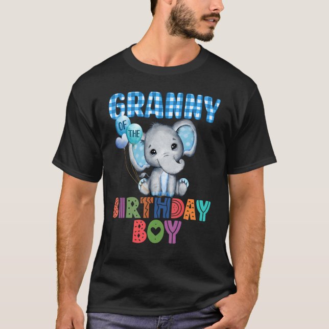 Camiseta Avó Do Bebê Elefante De Aniversário, Ele (Frente)