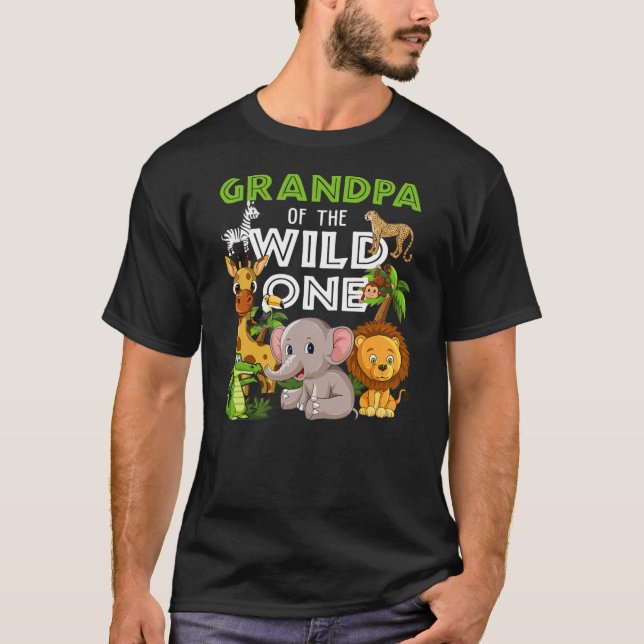 Camiseta Avô do Jardim Zoológico Selvagem de Aniversário Sa (Frente)