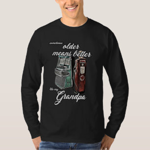 Camiseta Avô do Jukebox Vovô Oldtimer Gas Pump 1950 50