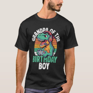 Camiseta Avô do Menino de Aniversário Gaming T-Rex Igual