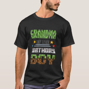 Camiseta Avó do Menino do Aniversário Video Gamer Pixel Bir