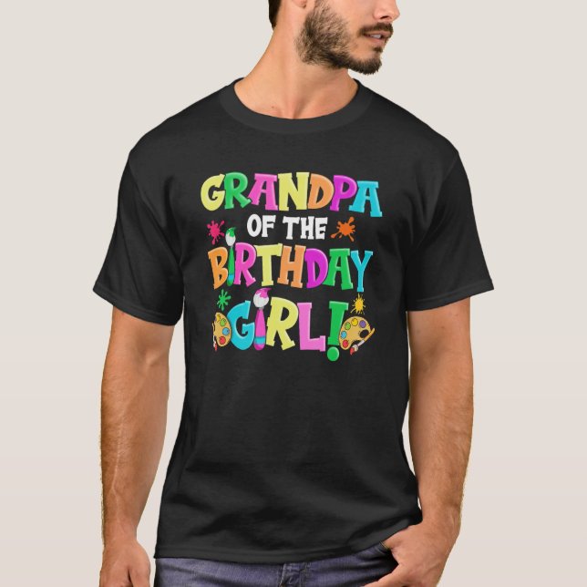 Camiseta Avô do Pai de Artista de Rapariga de Aniversário P (Frente)