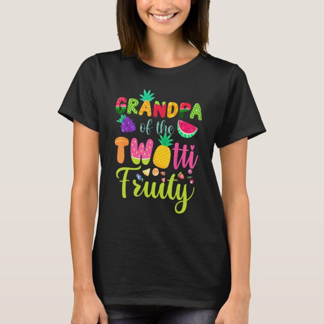 Camiseta Avô Do segundo aniversário Twotti Frutti Fru (Frente)