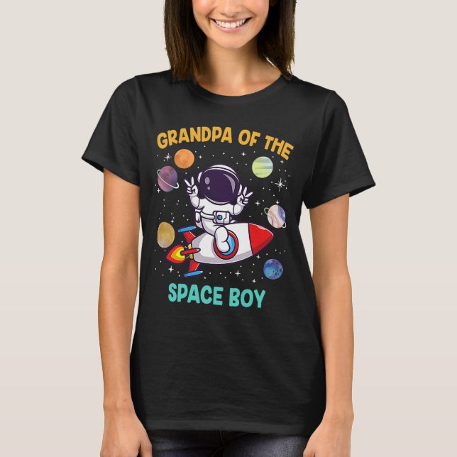 Camiseta Avô Do Tema Do Astronauta Espacial Boy De Aniversá (Frente)