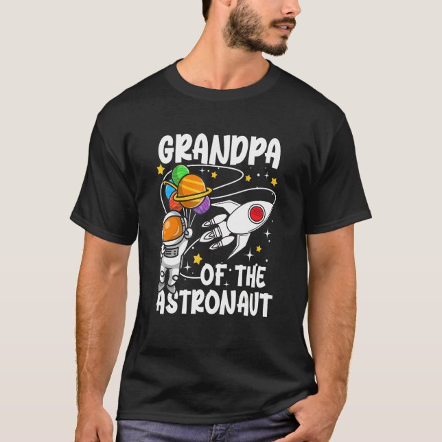 Camiseta Avô Do Tema Espacial Astronauta Parte De Aniversár (Frente)