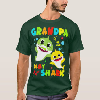 Camiseta Avô Do Tubarão-Bebê Aniversário Tubarão-Vovô