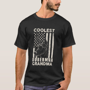 Camiseta Avó Doberman Mais Legal Bandeira Americana Vintage