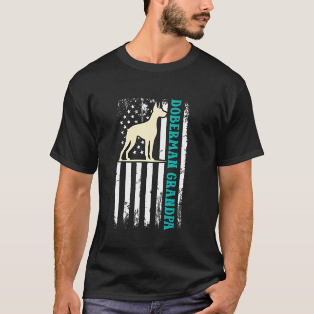 Camiseta Avô DOBERMAN MODERNO Cão Avô Dobermans Gra (Frente)