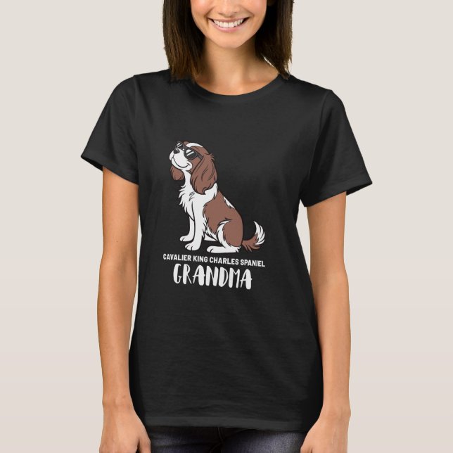 Camiseta Avó Dona de Cachorro Cavalier King Charles Spaniel (Frente)