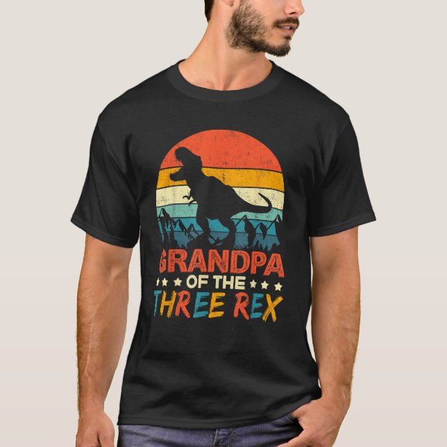 Camiseta Avô Dos Três Rex T rex Dinossaur 3º Nascimento (Frente)