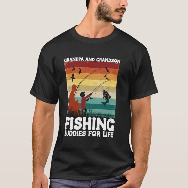 Camiseta Avô e Neto Companheiros de Pesca Para a Vida Intei (Frente)