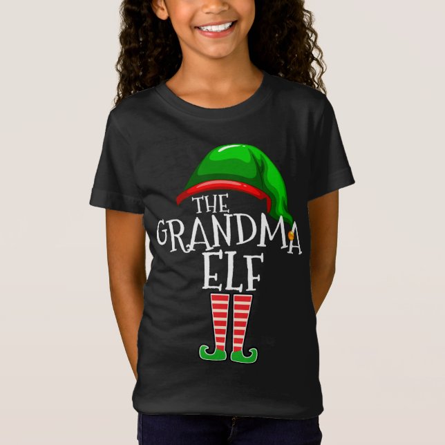 Camiseta Avó Elf Group Correspondente Presente de Natal Fam (Frente)